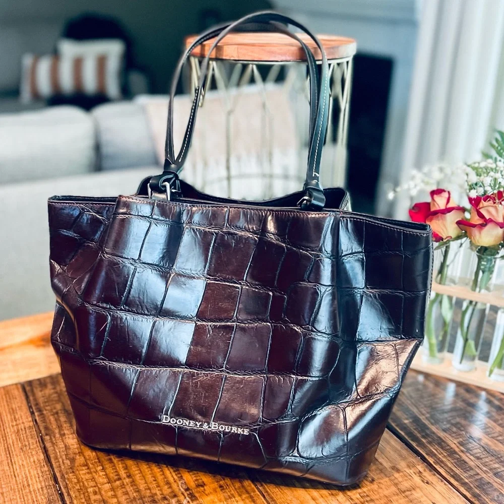 Dooney & Bourke Black Croc-Embossed Tote - Picture 13 of 14